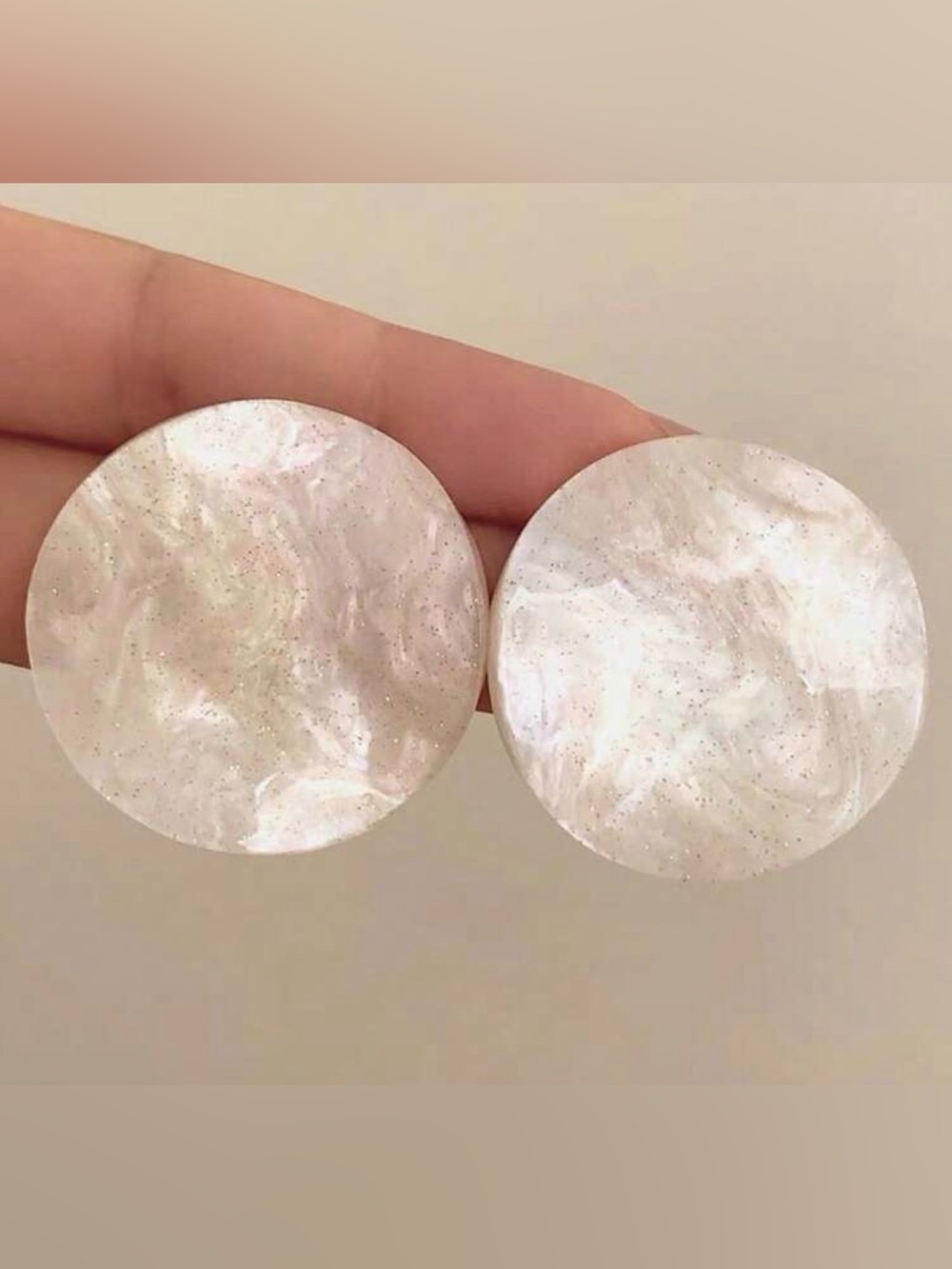 Round Marbled Pearl-Effect Statement Earrings